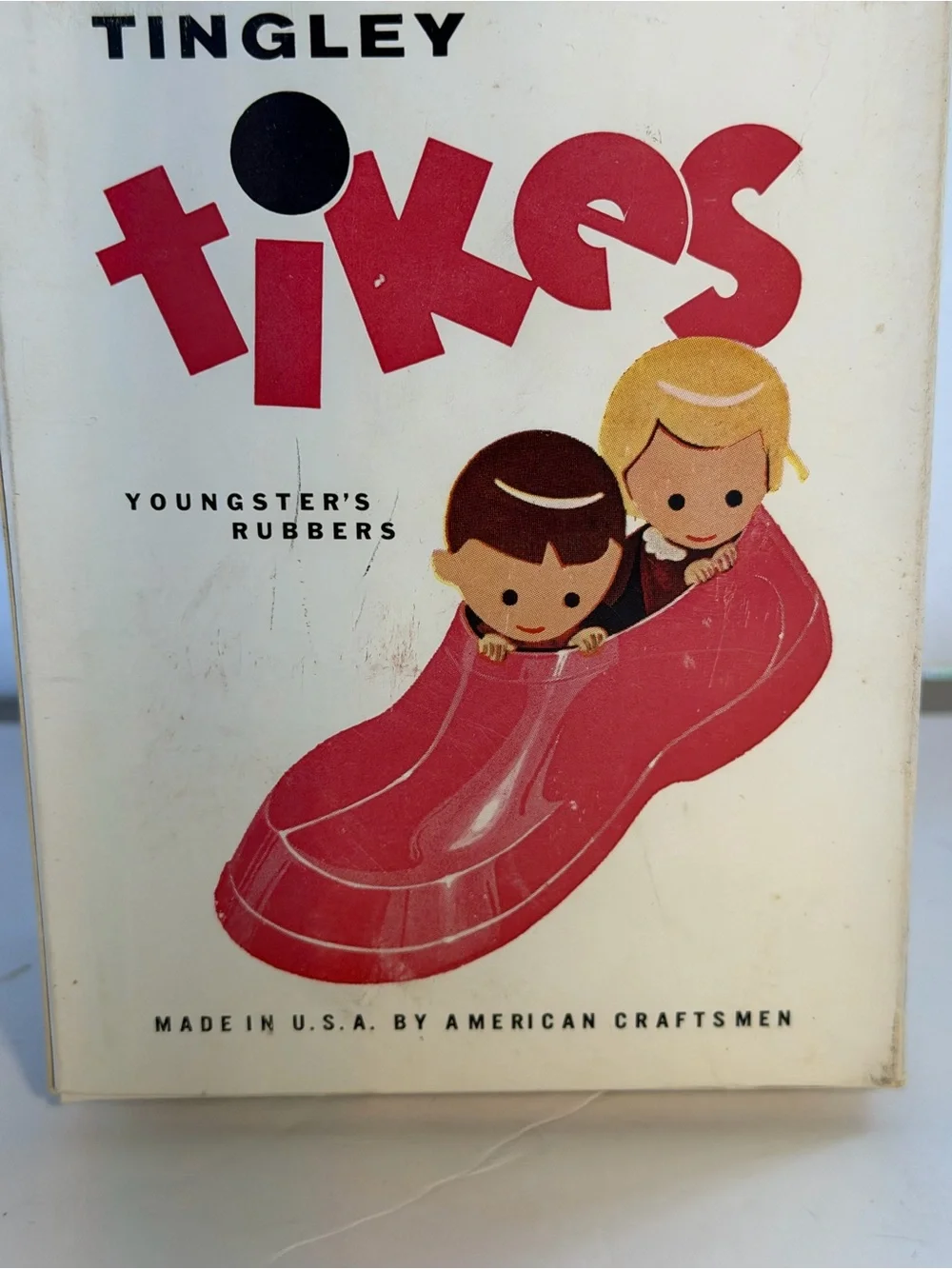 Vintage In Original Box Tingley Tikes Children’s Rubber Overshoe Black 8- 9 1/2